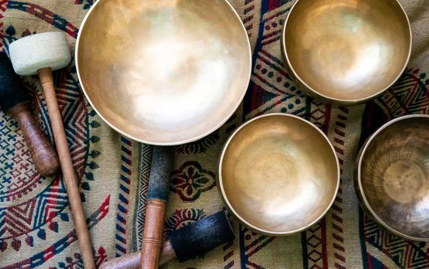 Tibetan singing bowls used in sound bath at Indaroo.