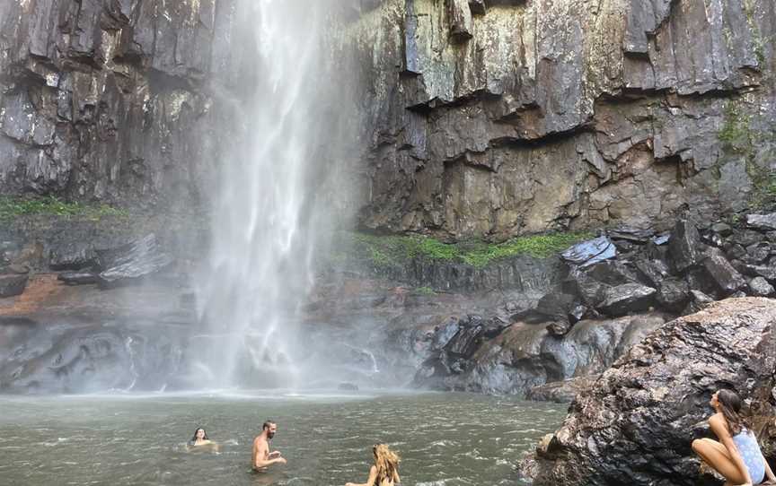 Swimming at the base of Minyon Falls