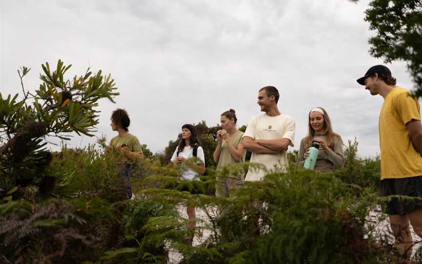 Admiring the native plants of the Australian coast