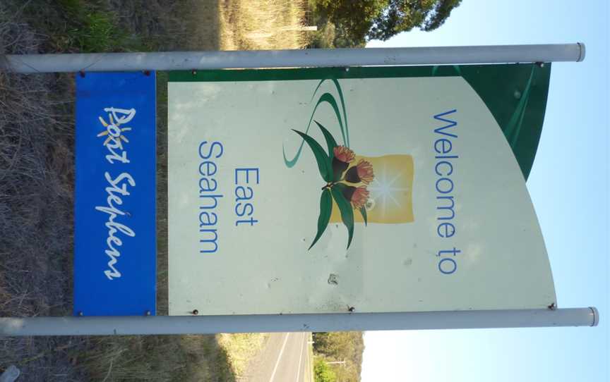 Welcome to East Seaham sign on East Seaham Road.jpg