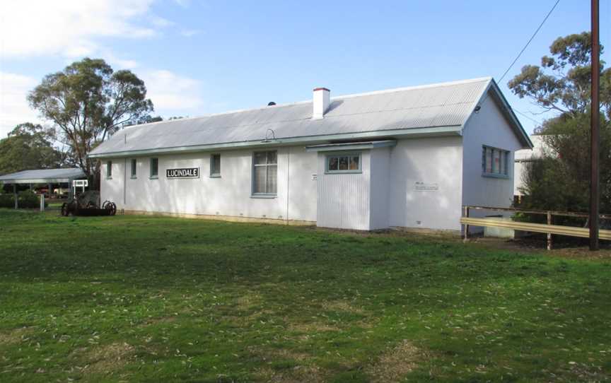 Building with a historic railway sign for Lucindale