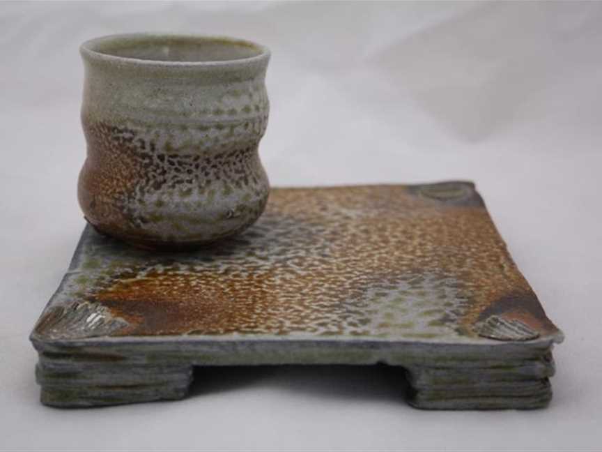 Wood and Soda fired cup and plate