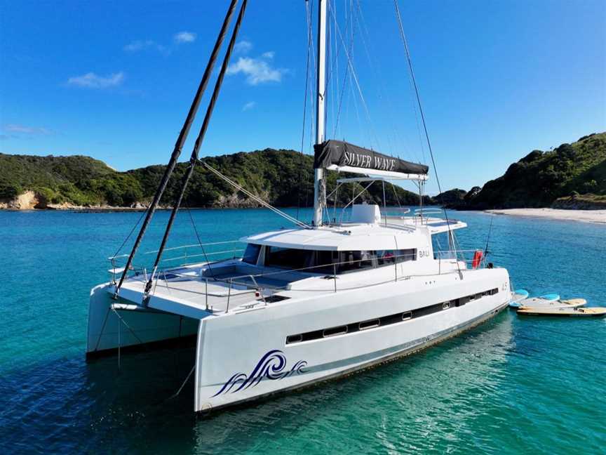 Serenity at anchor at Waewaetorea Island