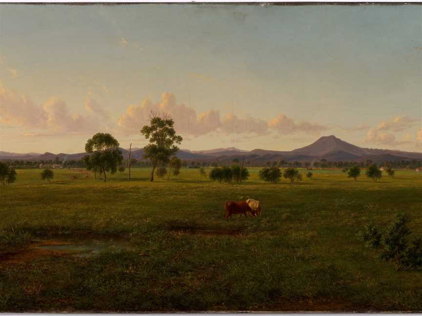 View of the Gippsland Alps, from Bushy Park on the River Avon